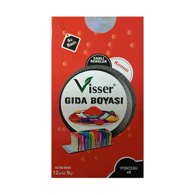 Misyon Visser Toz Gıda Boyası 9 Gr. Paket x 12 Li Kutu Kırmızı
