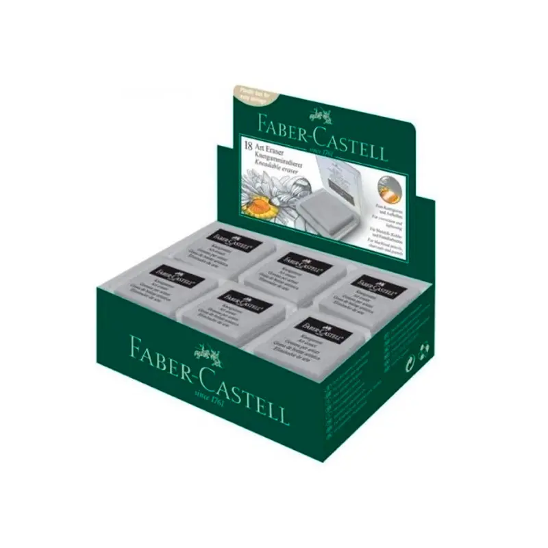 Faber-Castell Plastik Kutulu Gri Hamur Silgi 18 Li Kutu