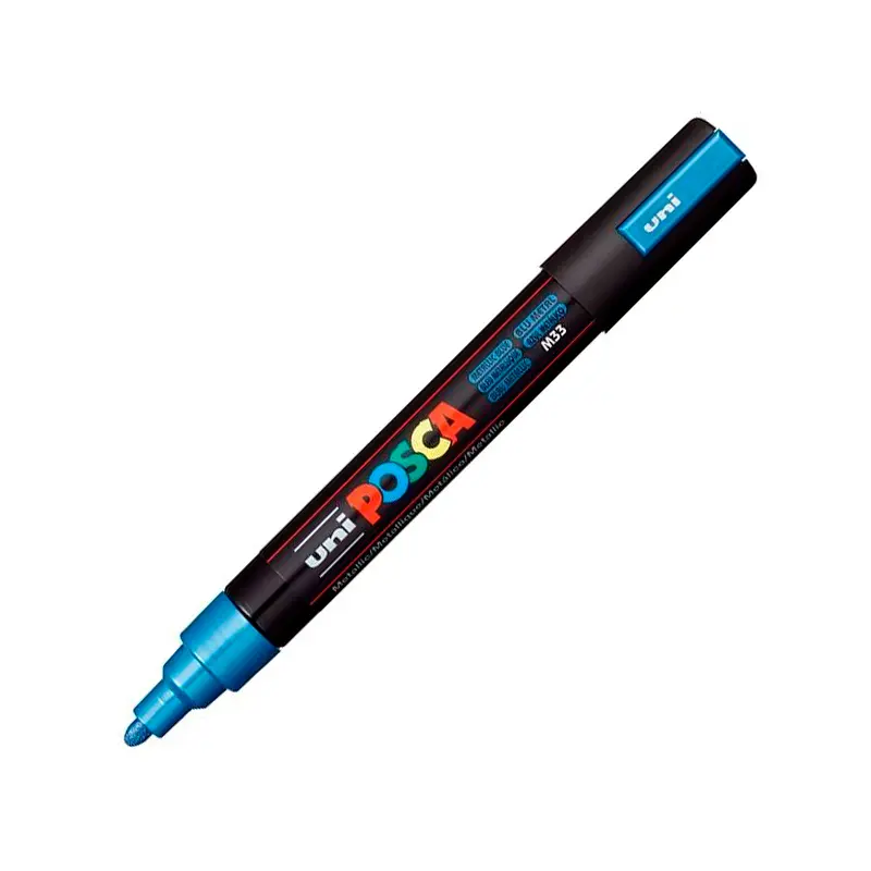 Uni-Ball Posca PC-5M 1.8 - 2.5mm Su Bazlı Poster Markörü Metalik Mavi 6 Lı Kutu