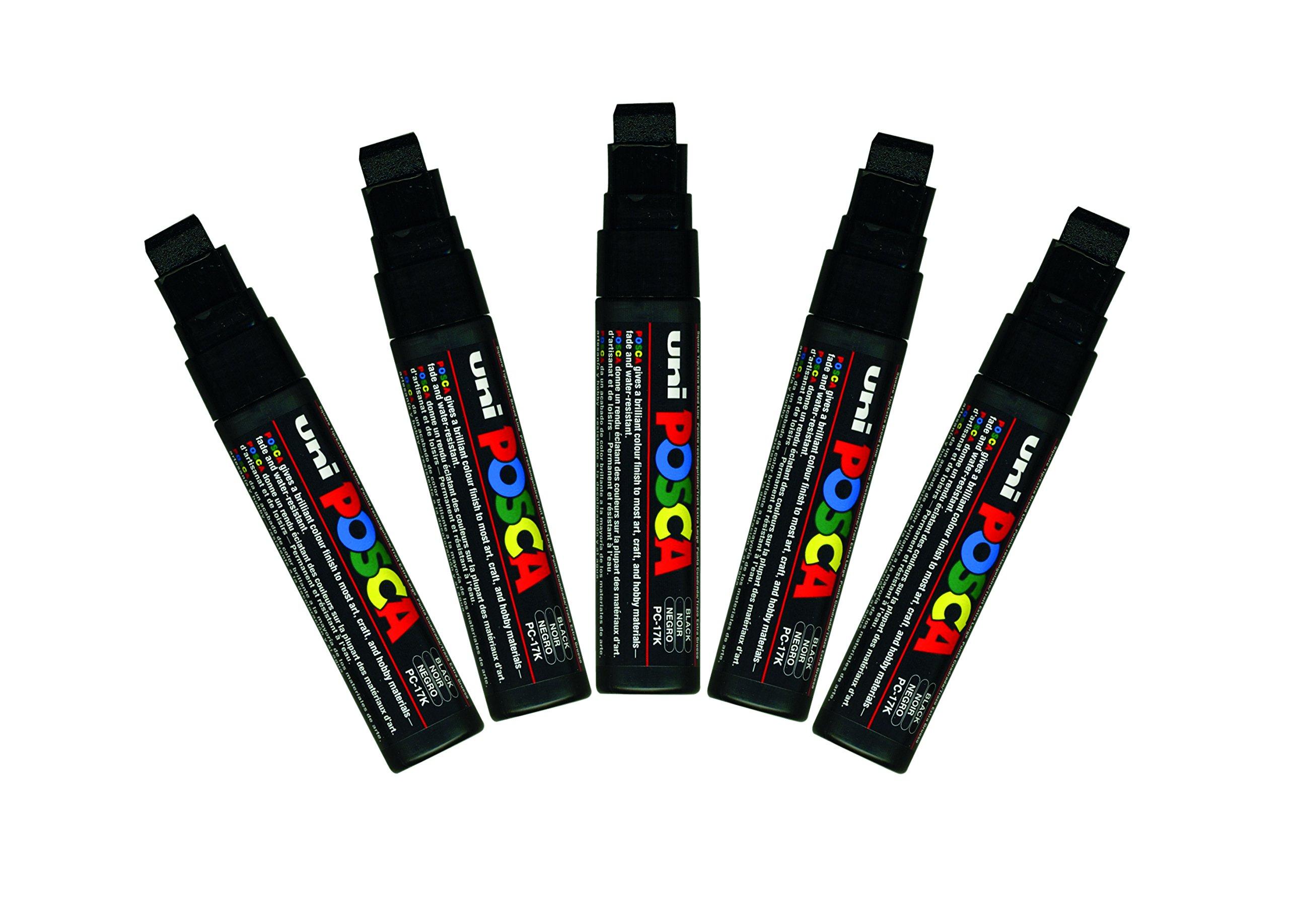 Uni-Ball Posca PC-17K 15mm Su Bazlı Poster Markörü Siyah 5 Li Kutu