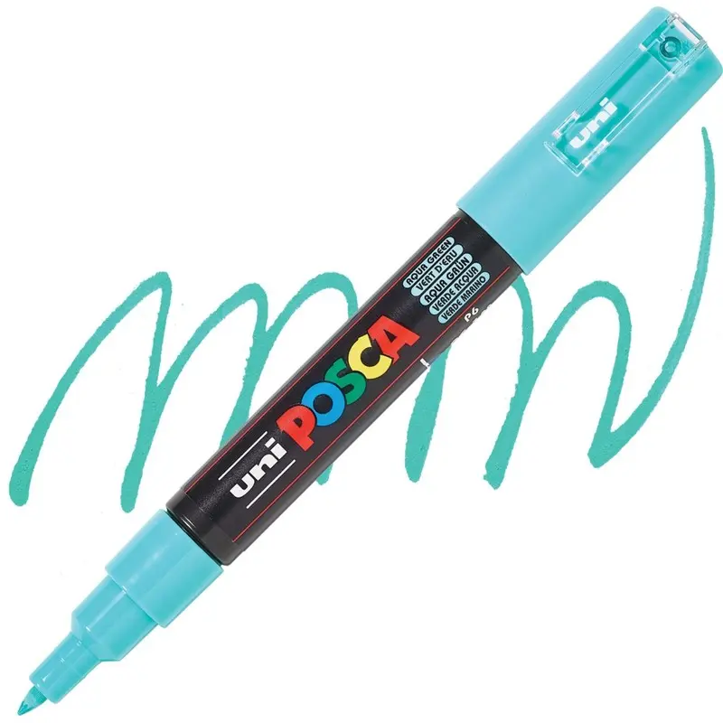Uni-Ball Posca PC-1M 0.7mm Su Bazlı Poster Markörü Su Yeşili 6 Lı Kutu