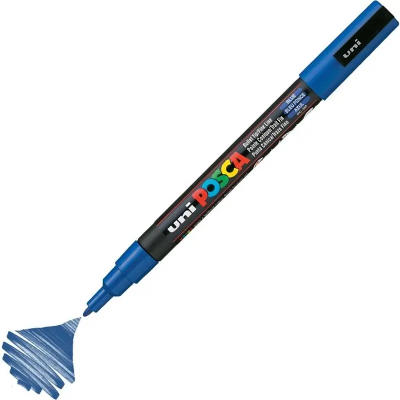 Uni-Ball Posca PC-3M 0.9 - 1.3mm Su Bazlı Poster Markörü Mavi 6 Lı Kutu