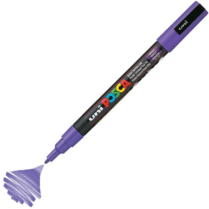 Uni-Ball Posca PC-3M 0.9 - 1.3 mm Su Bazlı Poster Markörü Mor 6 Lı Kutu