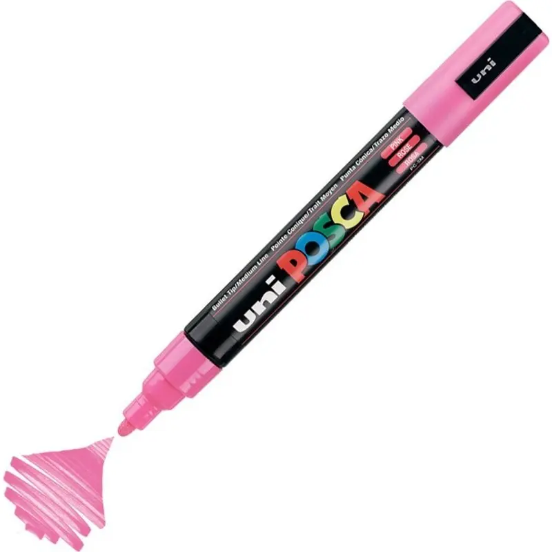 Uni-Ball Posca PC-5M 1.8 - 2.5mm Su Bazlı Poster Markörü Pembe 6 Lı Kutu