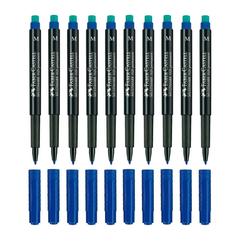 Faber-Castell 1525 Permanent Kalem (M) Mavi x 10 Lu Kutu