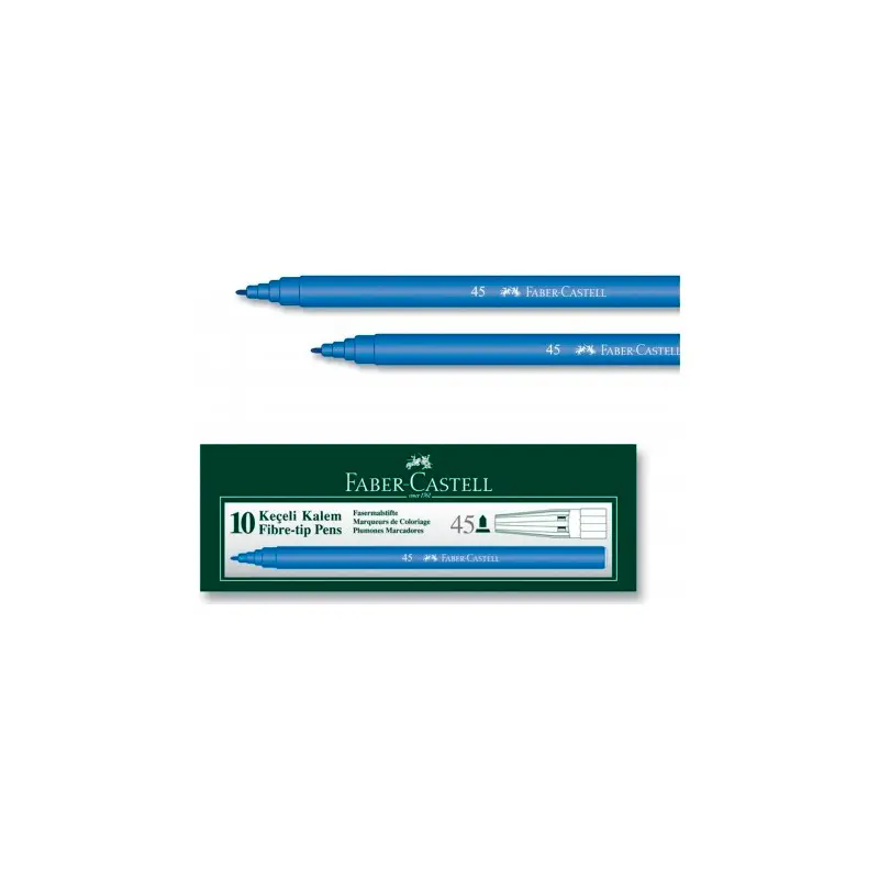 Faber-Castell 45 Keçeli Kalem Mavi x 10 Lu Kutu