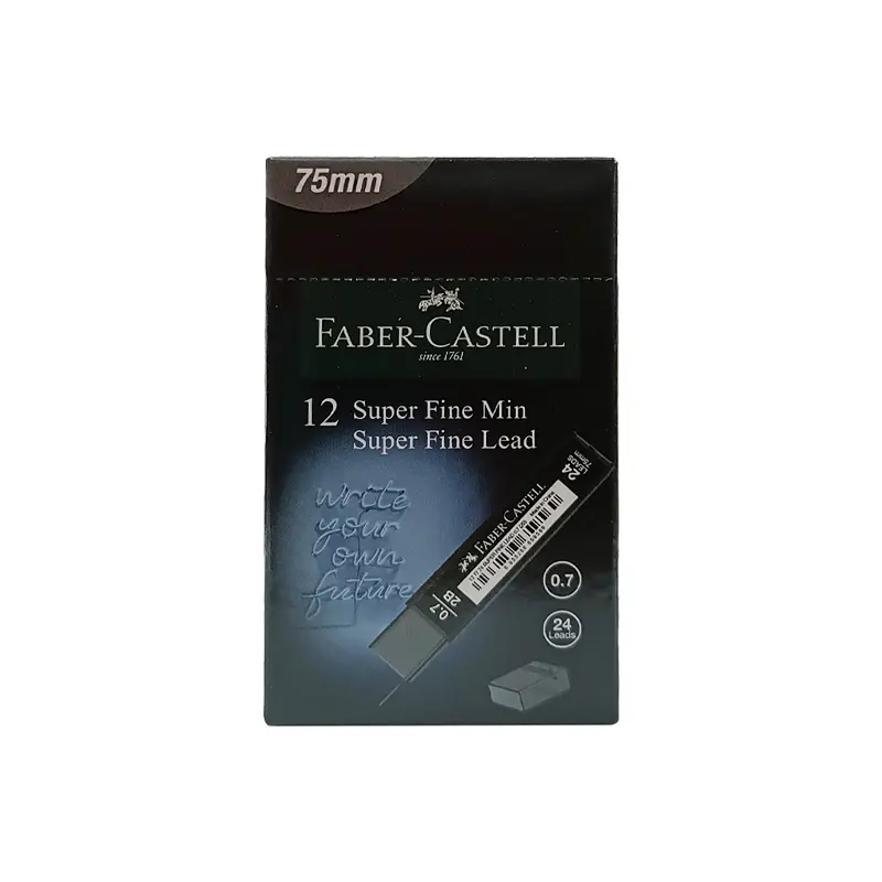 Faber Castell Süper Fine Kurşun Kalem Ucu (Min) T. Black 0.7mm 2B 75mm 24 Lü Tüp x 12 Li Kutu