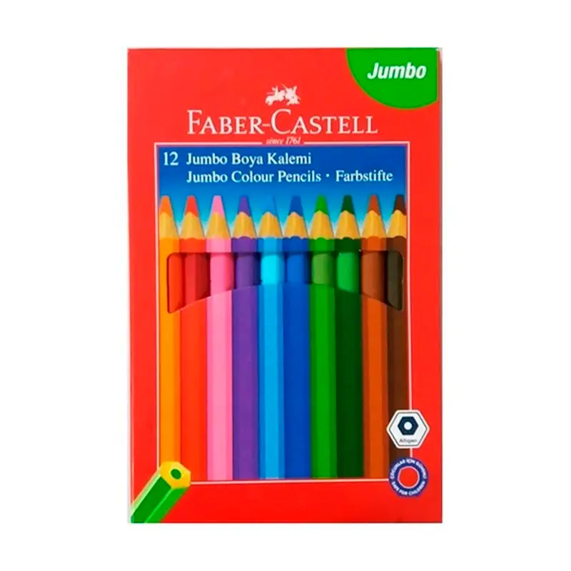 Faber-Castell Karton Kutu Jumbo Kuru Boya 12 Renk Tam Boy