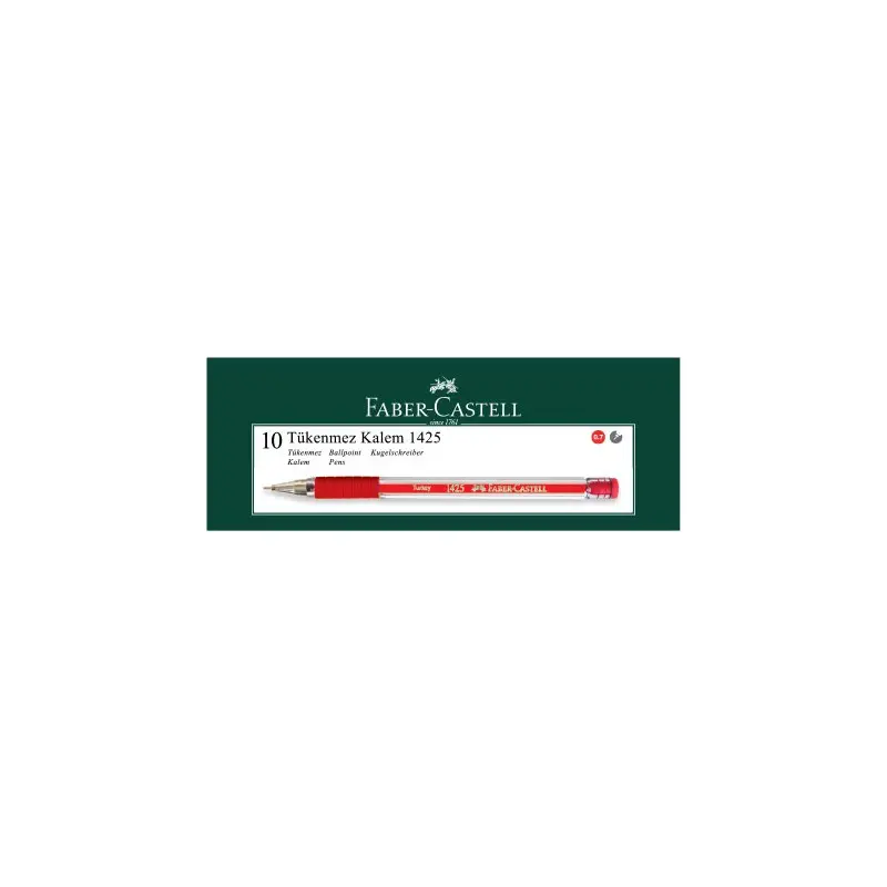 Faber-Castell 1425 İğne Uç Tükenmez Kalem 0.7mm Kırmızı x 10 Lu Kutu