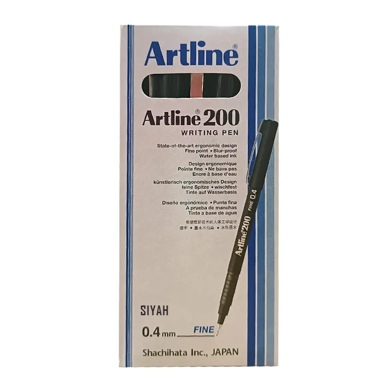 Artline 200N Fine Keçe Uçlu Yazı Kalemi 0.4 mm Siyah 12 Li Kutu