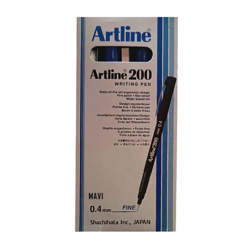 Artline 200N Fine Keçe Uçlu Yazı Kalemi 0.4 mm Mavi 12 Li Kutu