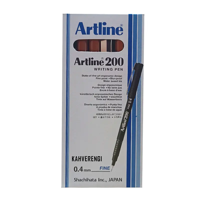Artline 200N Fine Keçe Uçlu Yazı Kalemi 0.4 mm Kahverengi 12 Li Kutu