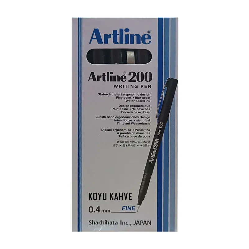 Artline 200N Fine Keçe Uçlu Yazı Kalemi 0.4 mm Koyu Kahverengi 12 Li Kutu