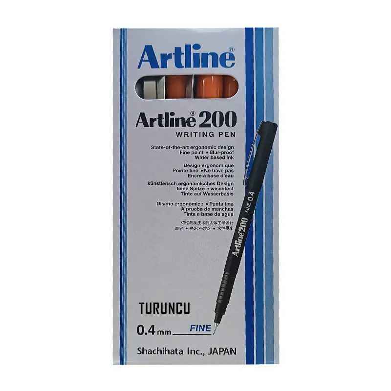 Artline 200N Fine Keçe Uçlu Yazı Kalemi 0.4 mm Turuncu 12 Li Kutu