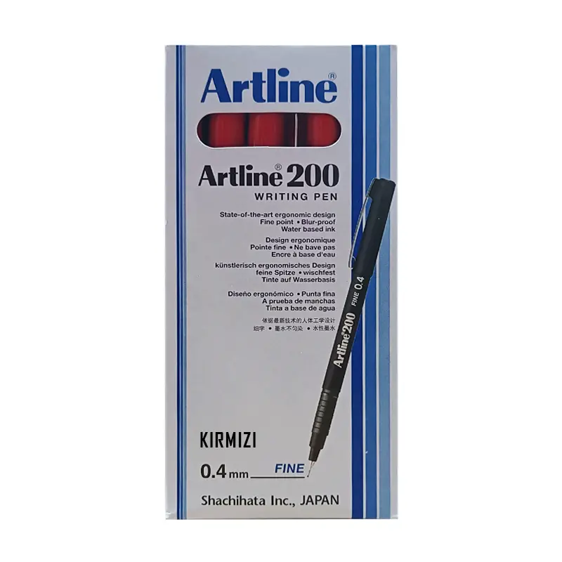 Artline 200N Fine Keçe Uçlu Yazı Kalemi 0.4 mm Kırmızı 12 Li Kutu