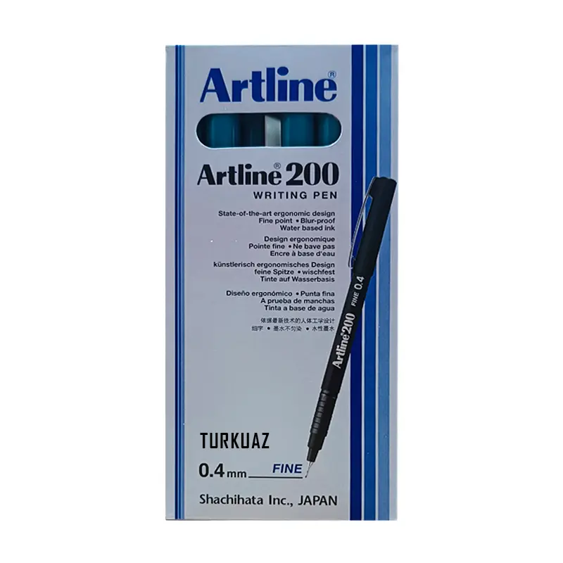 Artline 200N Fine Keçe Uçlu Yazı Kalemi 0.4 mm Turkuaz 12 Li Kutu