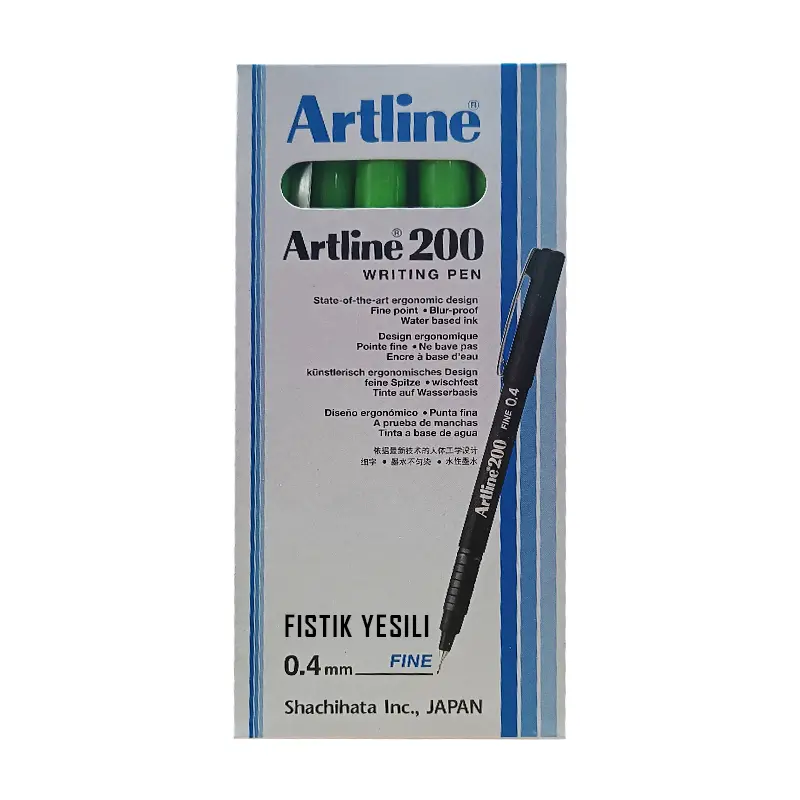Artline 200N Fine Keçe Uçlu Yazı Kalemi 0.4 mm Fıstık Yeşili 12 Li Kutu