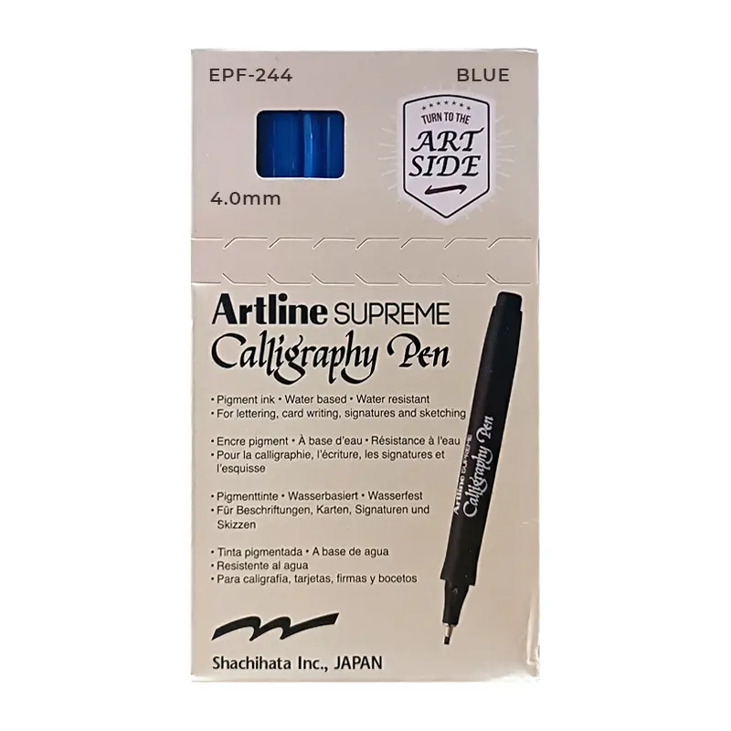 Artline Supreme EPF-244 Kaligrafi Kalemi 4.0 mm Mavi 12 Li Kutu