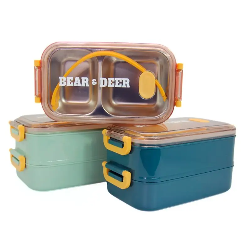 Bear & Deer BES011 İki Katlı İki Bölmeli Çelik Beslenme Kabı