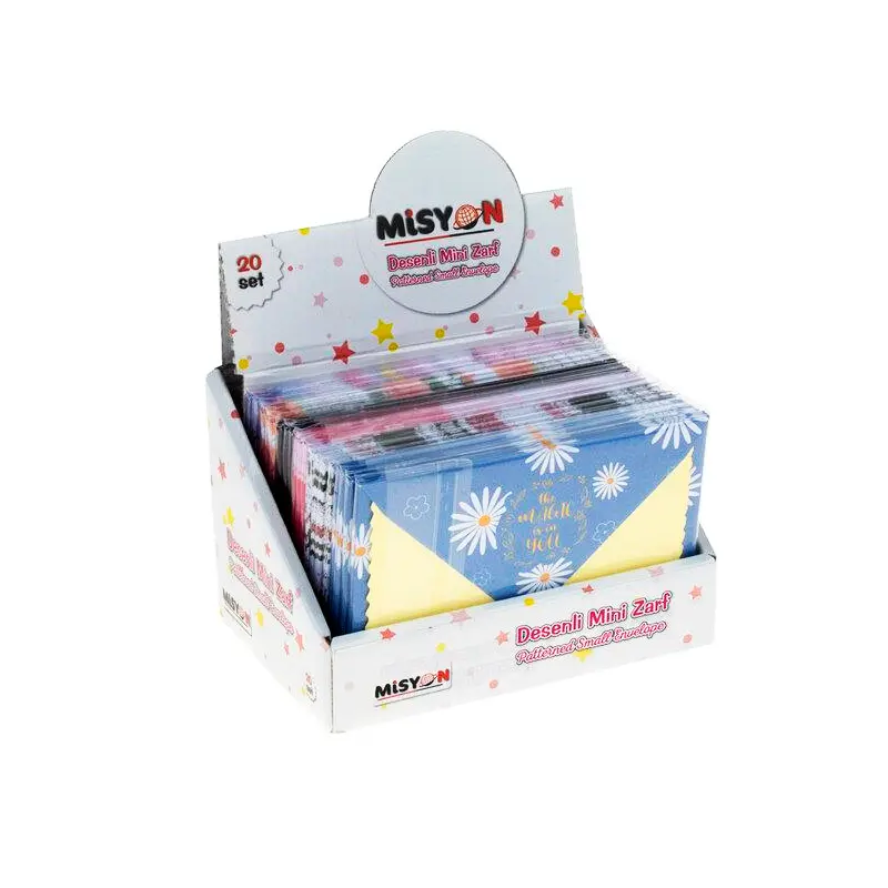 Misyon Desenli Mini Zarf 7.5cmx11cm Takım 5 Li Set x 20 Li Stand