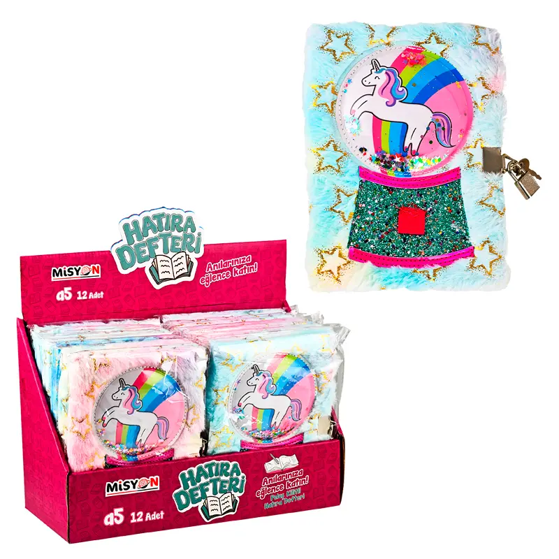 Misyon Unicorn Sulu Yıldız Peluş Hatıra Defteri Kilitli A5
