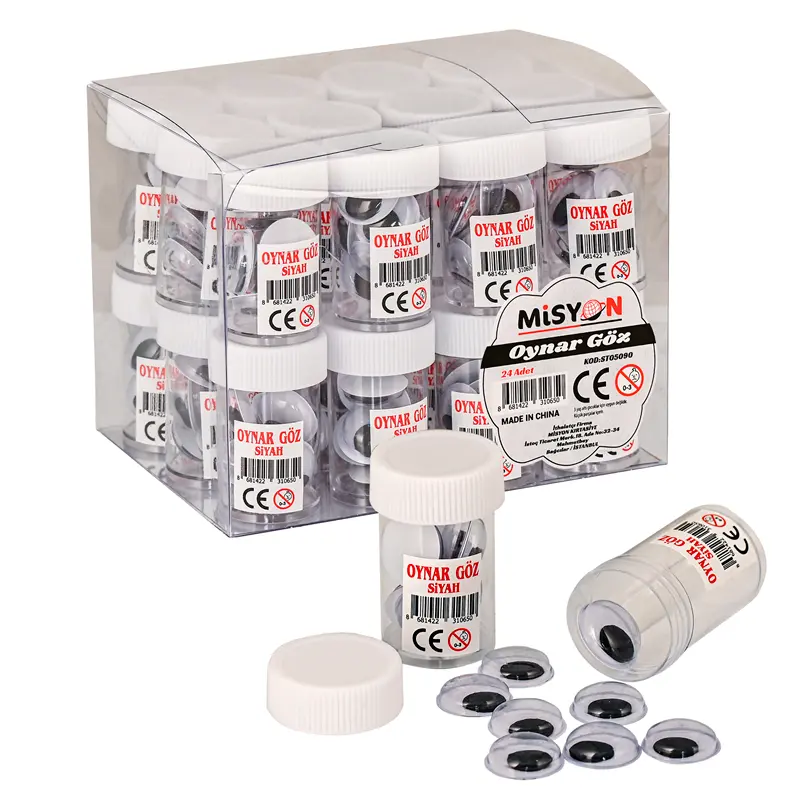 Misyon 10mm Oynar Göz Siyah 18 Li Tüp x 24 Lü Paket
