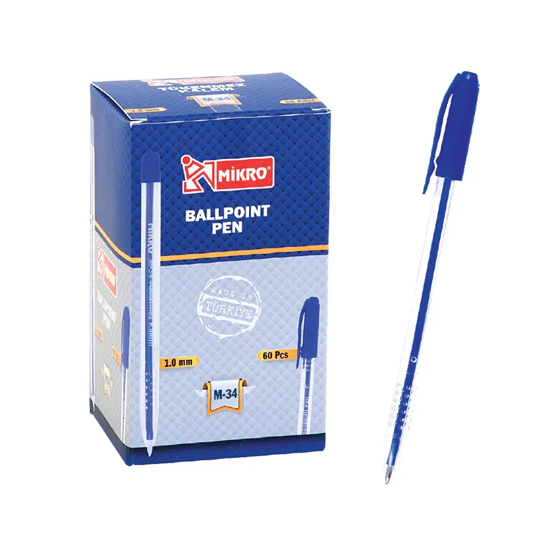 Mikro M-34 Tükenmez Kalem 1.0mm Mavi x 60 Lı Kutu