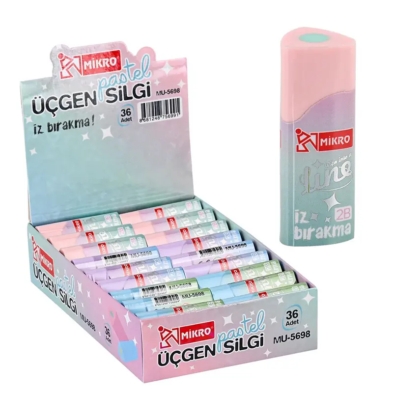 Mikro ER5698 Pastel Üçgen Silgi x 36 Lı Paket