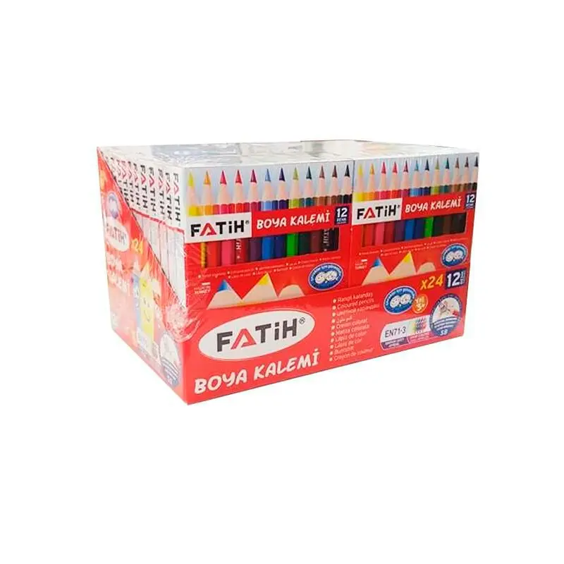 Fatih Kuru Boya Karton Kutu 1/2 Yarım Boy 12 Renk x 24 Lü Stand