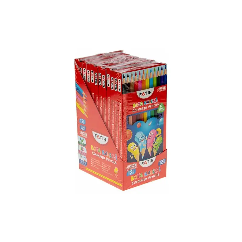 Fatih Kuru Boya Karton Kutu Tam Boy 12 Renk x 12 Li Stand