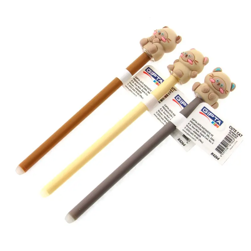 Gıpta K4264 Cute Cat Silinebilir Jel Kalem 24 Lü Stand