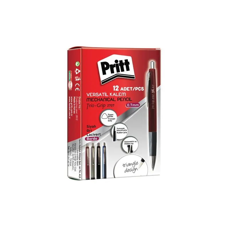 Henkel Pritt 2707 Trio Grip Versatil Kalem 0.7mm Bordo 12 Li Kutu