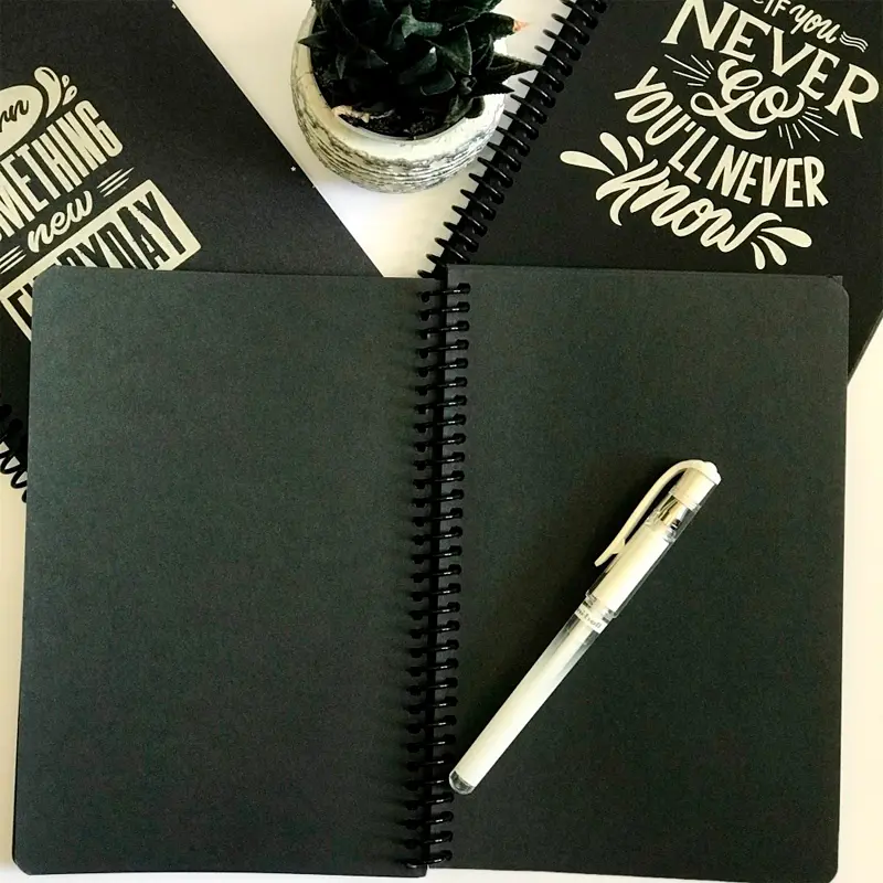 Gürmat Hamurundan Boyalı Spiralli 17x24cm 40 Yaprak Siyah Defter