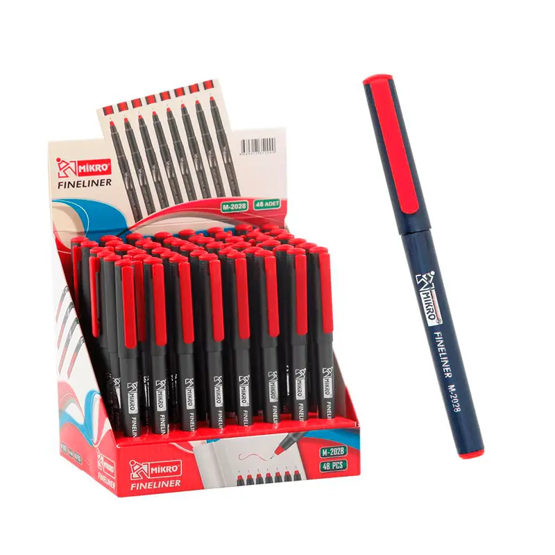 Mikro 2028 Fineliner Kalem 0.4mm Kırmızı 48 Li Stand