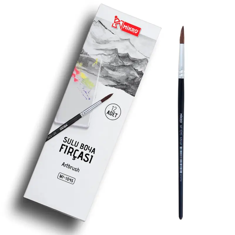 Mikro MF-1045 Sulu Boya Fırçası No:8 x 12 Li Kutu