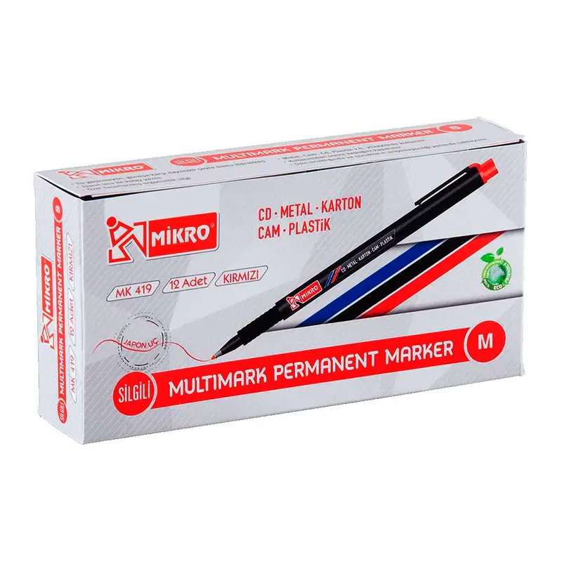 Mikro MK-419 Multimark Permanent Marker Cd Kalemi (M) Kırmızı 12 Li Kutu