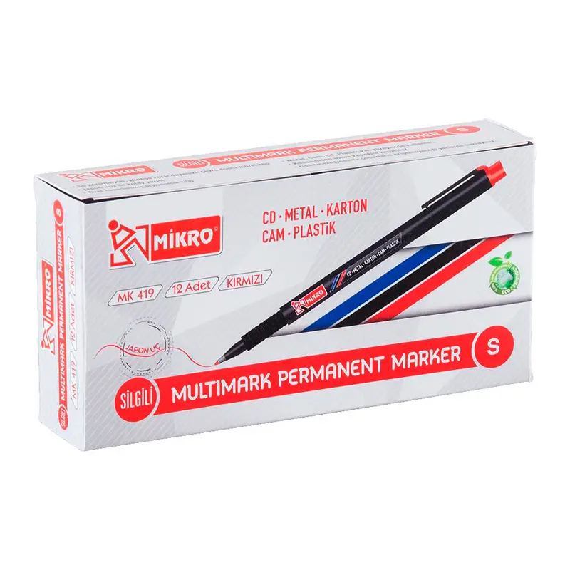Mikro MK-419 Multimark Permanent Marker Cd Kalemi (S) Kırmızı 12 Li Kutu