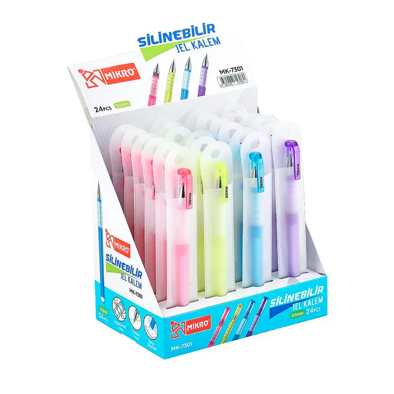 Mikro MK-7301 Silinebilir Jel Kalem 0.5mm Mavi 24 Lü Stand