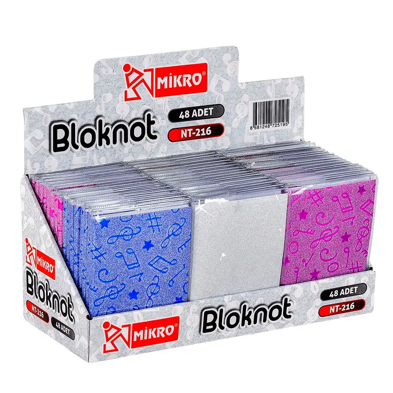 Mikro NT-216 Music Simli Kapak Not Defteri 9x13cm 80 Gr. 64 Yaprak Çizgili