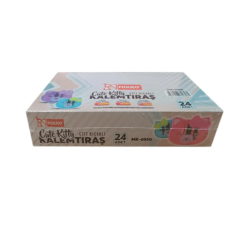 Mikro MK-4050 Cute Kitty Çift Bıçaklı Kalemtraş 24 Lü Kutu