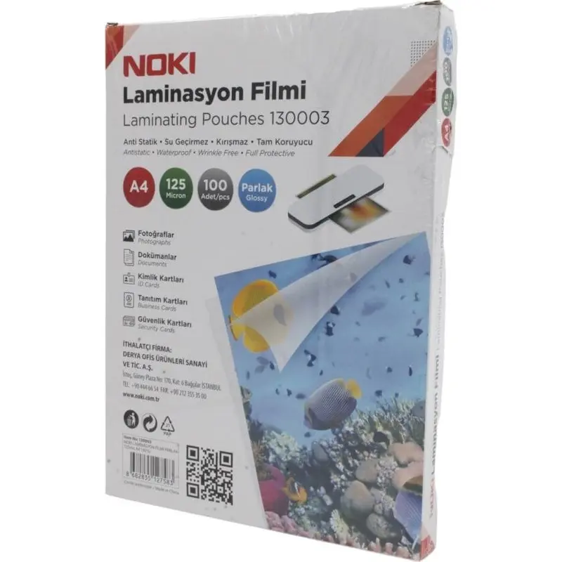 Noki Parlak Laminasyon Filmi 125 micron A4 100 Lü Paket