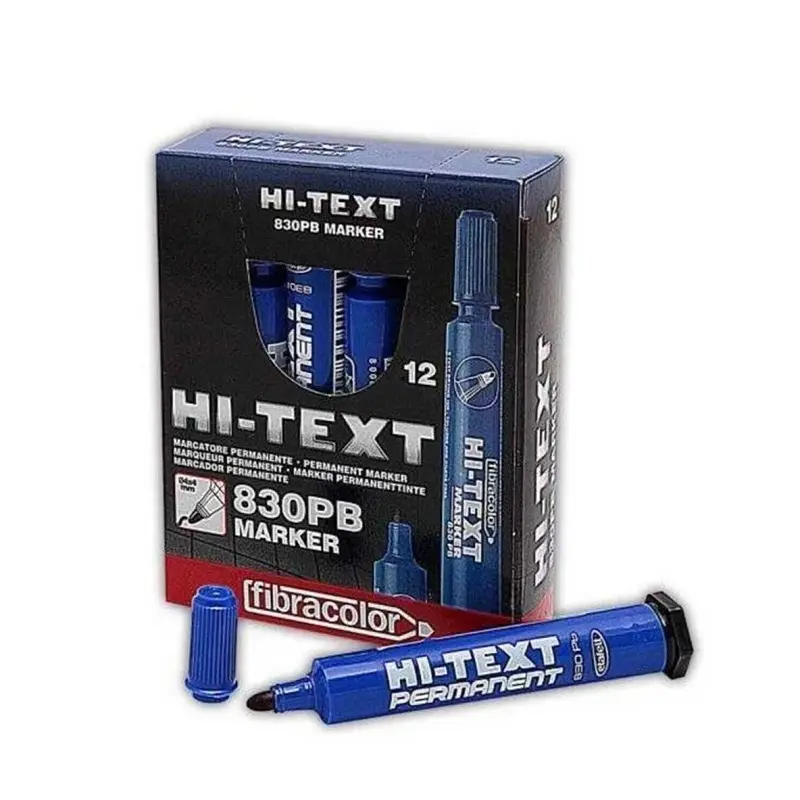 Hi-Text 830PBM Permanent Marker Yuvarlak Uç Mavi 12 Li Kutu