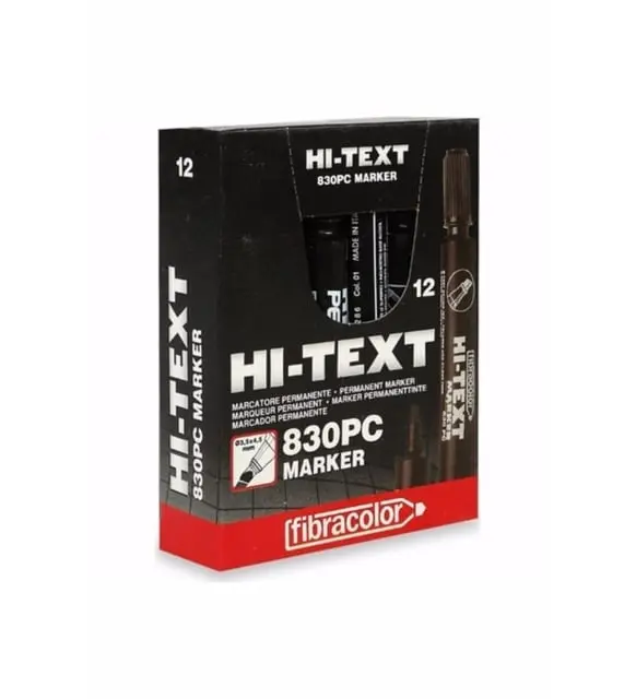 Hi-Text 830PCS Permanent Marker Kesik Uç Siyah 12 Li Kutu