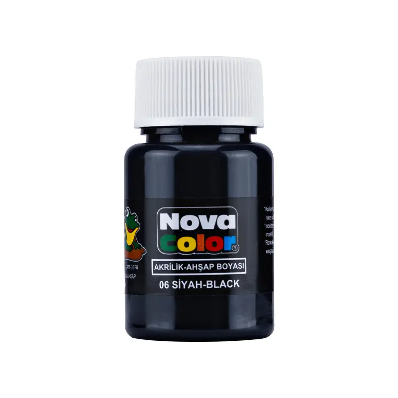 Nova Color Akrilik Boya Şişe 30 ml Siyah 12 Li Kutu