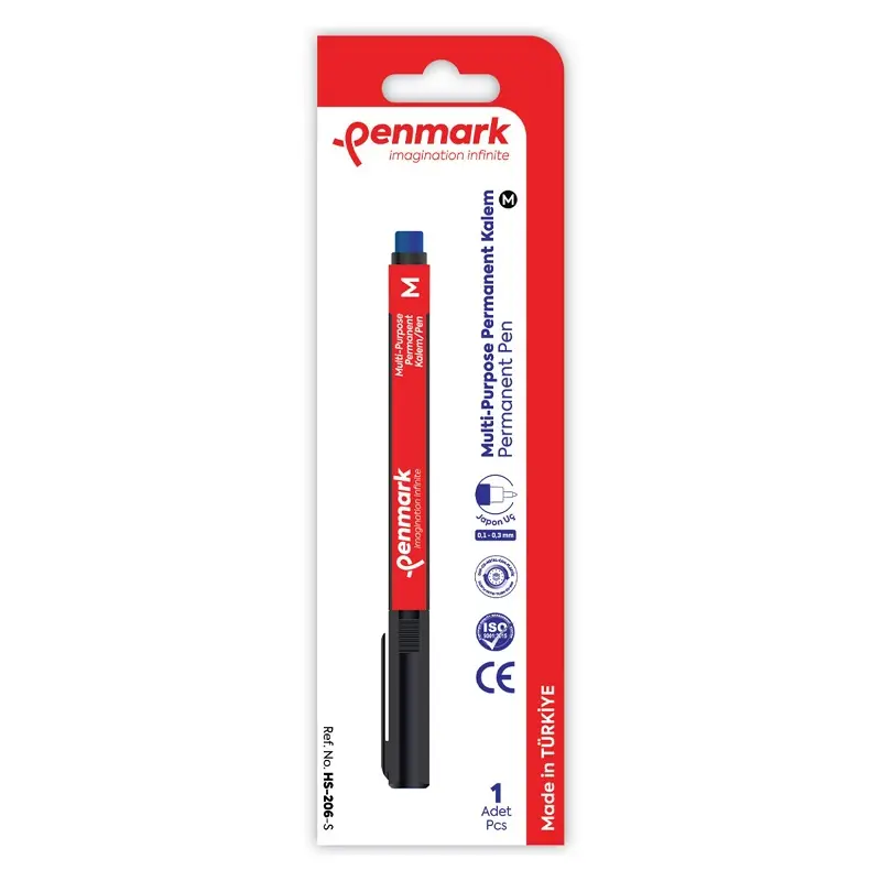 Penmark Asetat Kalemi Cd - Metal - Cam Plastik (M) Kırmızı 10 Lu Kutu