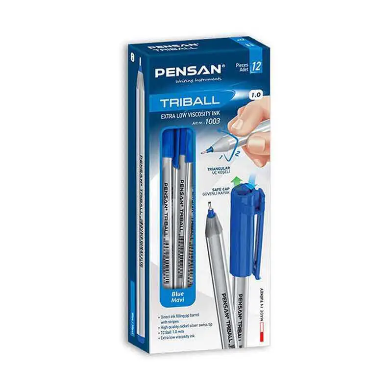 Pensan Triball 1003 Tükenmez Kalem 1.0 mm Mavi 12 Li Kutu