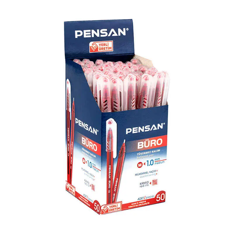 Pensan 2270 Tükenmez Kalem 1.0 mm Kırmızı 50 Li Kutu
