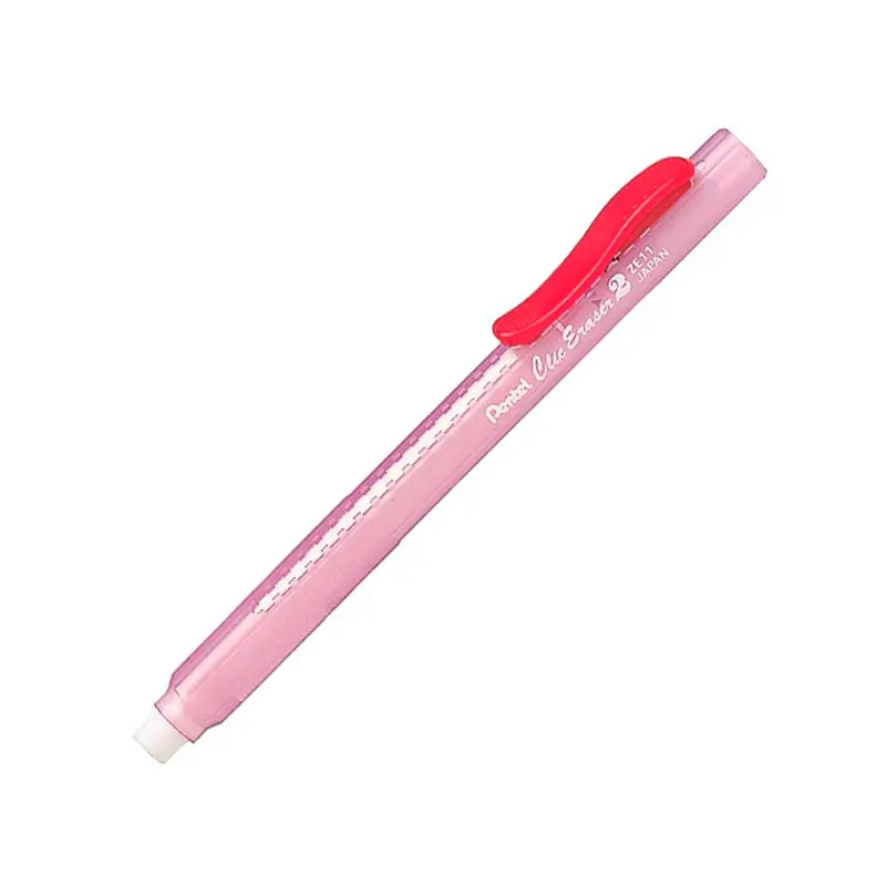 Pentel ZE11T Şeffaf Kırmızı Gövde Sürgülü Kalem Silgi 12 Li Kutu