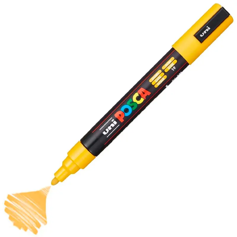Uni-Ball Posca PC-5M 1.8 - 2.5 mm Su Bazlı Poster Markörü Okre Sarı 6 Lı Kutu