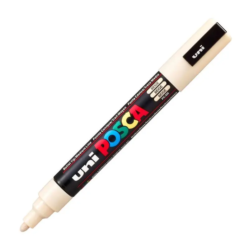 Uni-Ball Posca PC-5M 1.8 - 2.5mm Su Bazlı Poster Markörü Bej 6 Lı Kutu